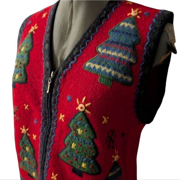 Talbot's vintage Christmas tree women's wool sweater‎ vest - Picture 1 of 8